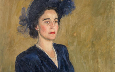 Henry Marvell Carr (British, 1894-1970) Portrait of a lady in blue