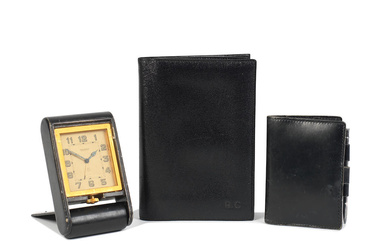 Hermès: a Set of Three Black Leather Travel Items c.1960s