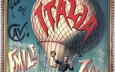 ITALIA EMILE JUHLES HOT AIR BALLOON REPRODUCTION POSTER 20th Century Lithograph on paper, 33.5" x