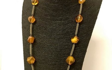 Impressive Unique Vintage Amber Necklace made from Hand