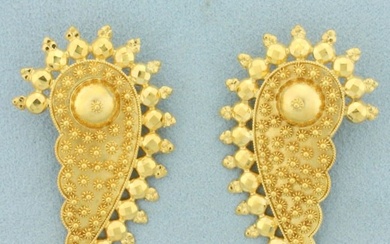 Indian Clip Back Statement Earrings in 22k Yellow Gold