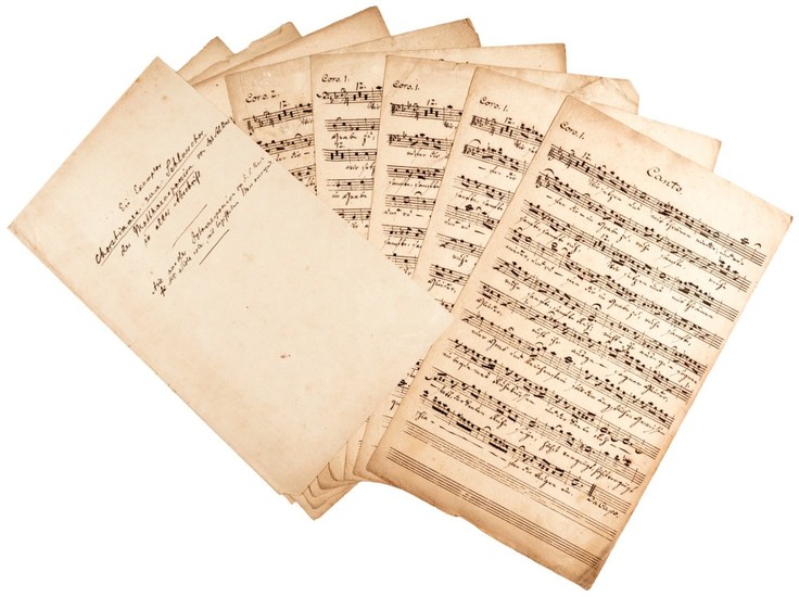 J. S. Bach. Manuscript parts for the final chorus of the "St. Matthew Passion", BWV 244, C18th