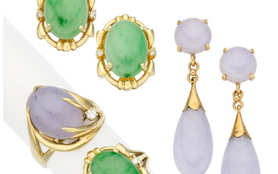 Jadeite Jade, Diamond, Gold Jewelry Stones: Jadeite jade cabochons;...