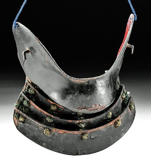 Japanese Edo Lacquered Iron Samurai Chin Guard - Hanpo