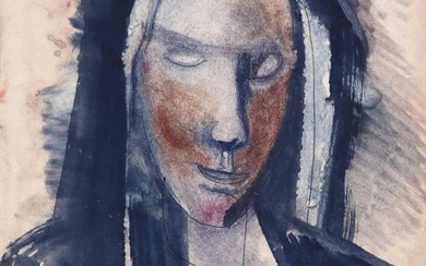 Jespers, Floris (1889-1965). Devoté. Watercolour and colour crayon, 30,3x20,5 cm.,...