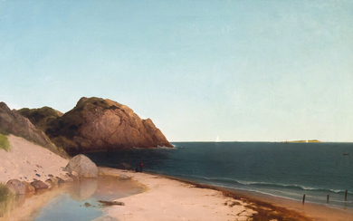 John F. Kensett (American, 1816-1872) "Singing Beach & Eagle Rock, Magnolia, Massachusetts"