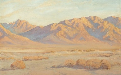 John William Hilton (American, 1904-1983) Oil on Artist Board, Ca. Mid 20th C., "California Desert
