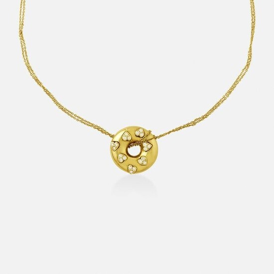 Jose Hess, Diamond and gold heart pendant necklace