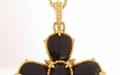 Judith Ripka 18K Black Onyx Cross Pendant, Chain