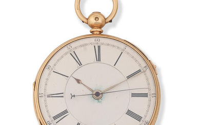 Karl Louis Rechard, 58 Division Street, Sheffield. An 18K gold key wind open face pocket watch with stop/start seconds