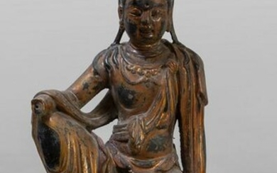 Kuan-jin in legno dorato e laccato, Cina dinastia