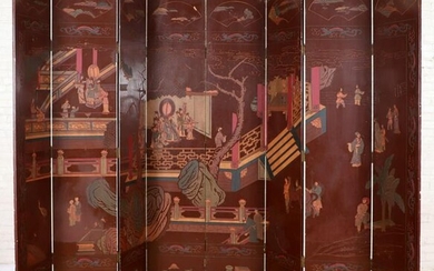 LARGE 8-PANEL ASIAN STYLE ROOM DIVIDER CIRCA 1940