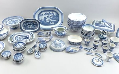 LARGE GROUP OF CHINESE AND JAPANESE BLUE AND WHITE PORCELAIN 19th and 20th Century Lengths to