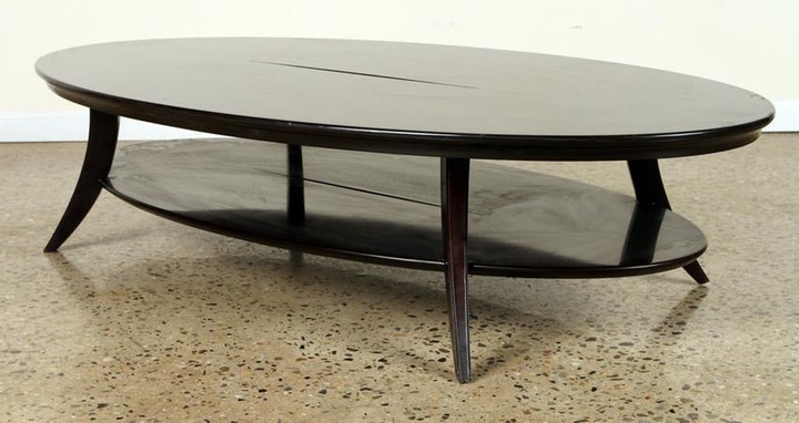 LARGE MORDEN OVAL WOOD 2-TIER COFFEE TABLE