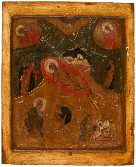LARGE RUSSIAN ICON SHOWING THE NATIVITY OF CHRIST