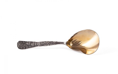 LARGE SILVER BERRY SPOON WITH VINE DECOR