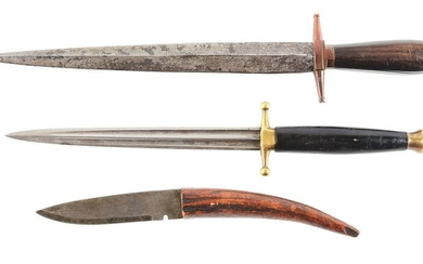 LOT OF 3: DIRKS AND KNIVES IN THE 18TH CENTURY STYLE.
