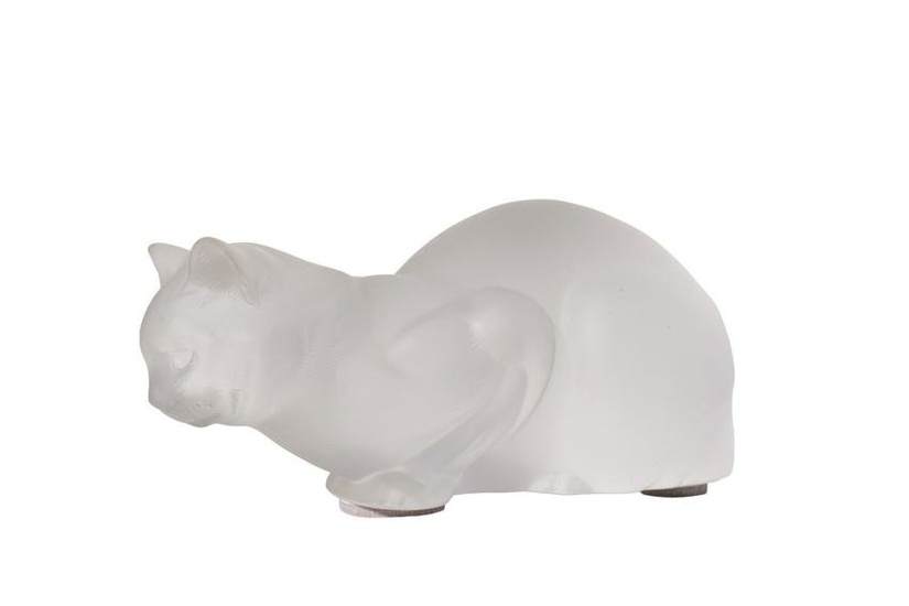 Lalique French Crystal Cat Sculpture