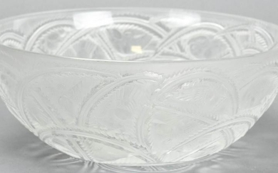 Lalique French Frosted Art Glass Bird Motif Bowl