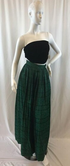 Lanvin Patterned Silk Skirt and Norma Kamali Velvet