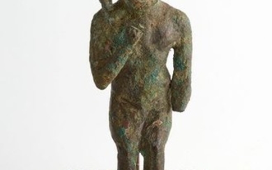 Large bronze statuette of the god Harpocrates. Egypt...