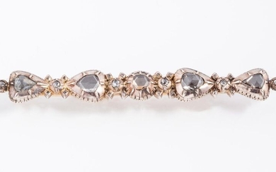 Late 18th century silver bar brooch with a 14k (585...