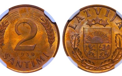 Latvia, 1st Republic, Karlis Ulmanis (1936 - 1940). 2 Santimi...