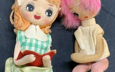 Lot 2 Vintage Fabric Dolls