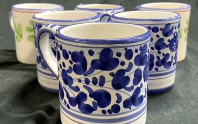 Lot 6 Signed Vntg Ceramic Coffee Mugs