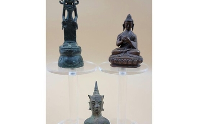 Three Weighted Southeast Asian Bronze Buddhas 17-19th C