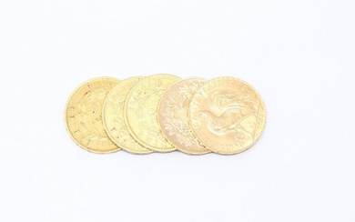 Set of four yellow gold coins