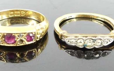 Lot details An 18ct gold, ruby and diamond point set...