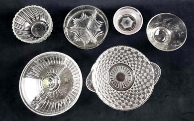 Lot of 6 Assorted Clear Glass Items