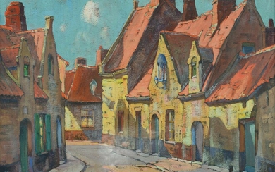 Louis Reckelbus (1864-1958), 'Rolleweg' in Bruges, 59 x 70 cm