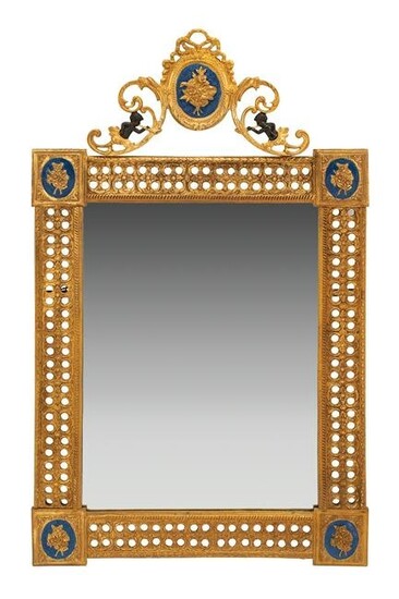 Louis XVI-Style Cold Painted Bronze Dore Mirror