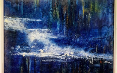 Loulou SCHILD (1943) "Composition bleue" 1991 Huile sur toile Signée et datée (19)91 en bas...