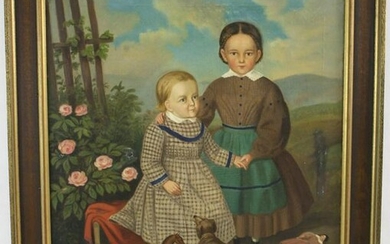MID-19TH CENTURY OIL ON CANVAS DEPICTING TWO