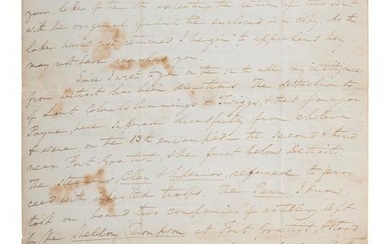 [MILITARY] -- [CHOLERA OUTBREAK]. SCOTT, Winfield. Autograph letter signed ("Winfield Scott"), to