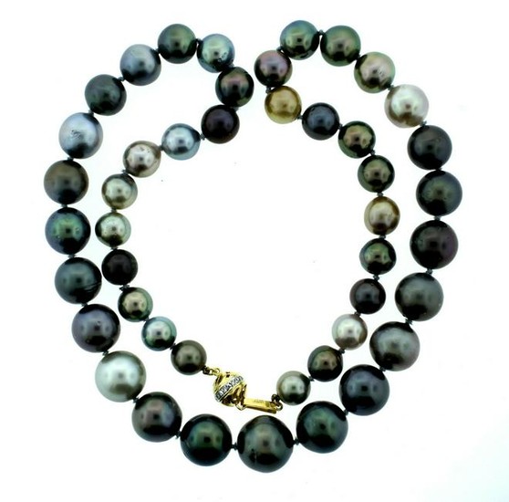 MULTI COLOR TAHITIAN PEARL STRAND NECKLACE 14K YELLOW