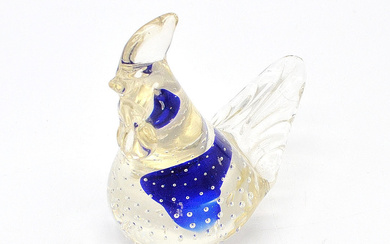 MURANO GLASS PAPERWEIGHT CHICKEN, WITH AIR POCKETS, CA. 10 CM.