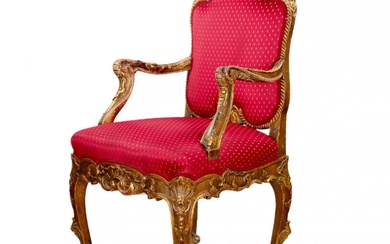 Magnificent, carved chair in the Rococo style of the 19th-20th...