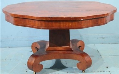 Mahogany empire octagon coffee table with column base