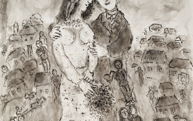 Marc Chagall (1887-1985) Fête du village pour les mariés (recto)...