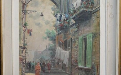 Mario Ferdelba (1897-1971) Italian Street Scene