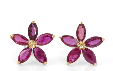 Marquise Cut Ruby Earrings