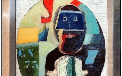 Max Papart Original Oil Painting On Canvas Cubism Signed Portrait Modern Artwork