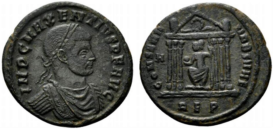 Maxentius (307-312). Æ Follis (25mm, 5.27g, 12h). Rome, 310-1. Laureate...