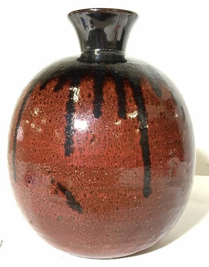 Mid Century Glazed Terra Cotta Vase