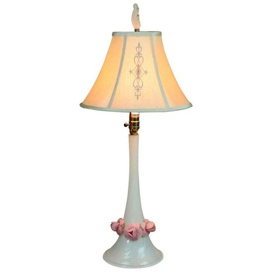 Mid-Century Modern Italian Floral Murano Glass Lamp