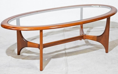 Mid Century Modern Oval Glass Top Coffee Table
